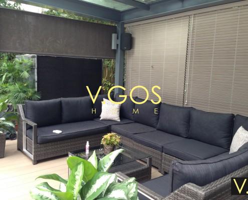 Basewood venetian blind with cable side guide for outdoor